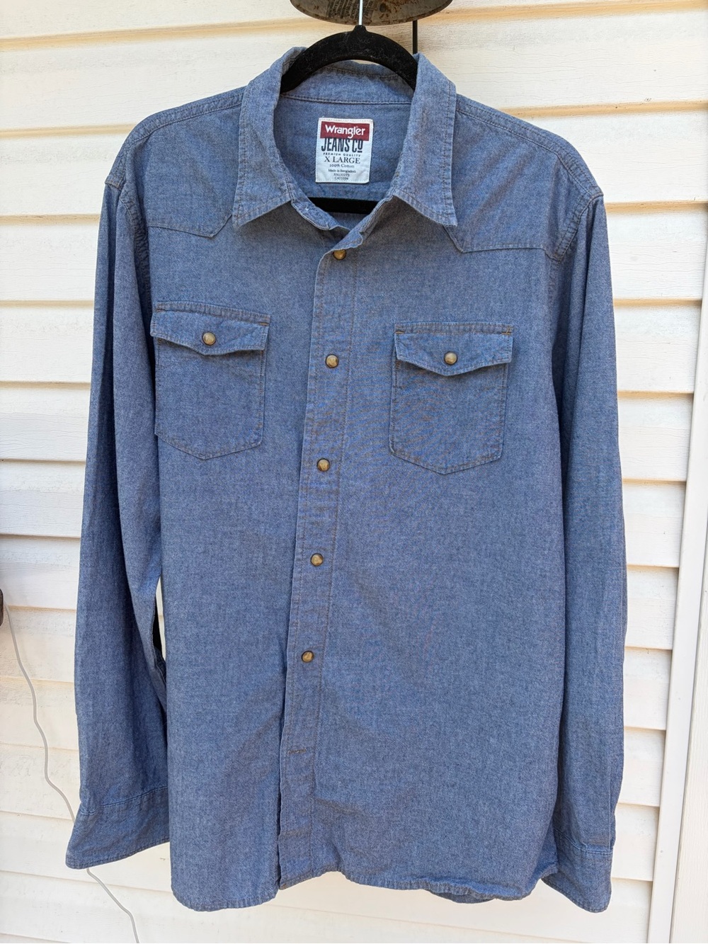 Wrangler Jeans Co Men’s XL Chambray Western Pearl Snap Shirt 100% Cotton